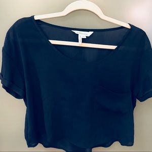bcbg sheer navy crop